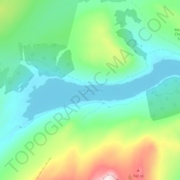Loch Errochty topographic map, elevation, terrain