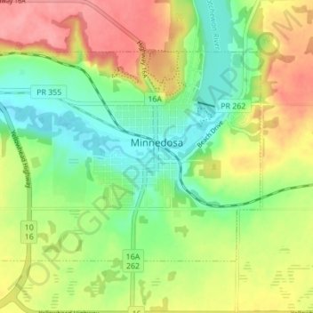 Minnedosa topographic map, elevation, terrain