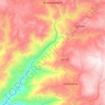 Pachachaca topographic map, elevation, terrain