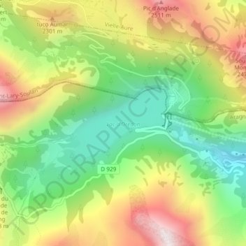 Lac d'Oredon topographic map, elevation, terrain