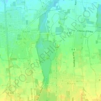 Lac de Bours topographic map, elevation, terrain