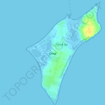 Omø topographic map, elevation, terrain