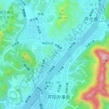 西渠 topographic map, elevation, terrain