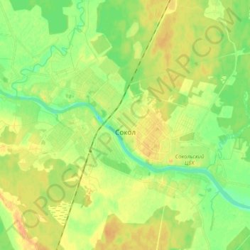 Sokol topographic map, elevation, terrain