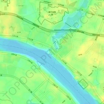 心圩江 topographic map, elevation, terrain