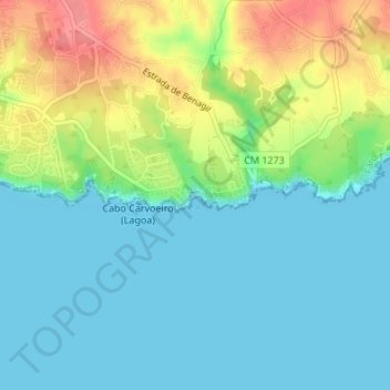 Praia do Carvalho topographic map, elevation, terrain