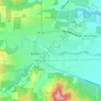 Dallas City Limits topographic map, elevation, terrain