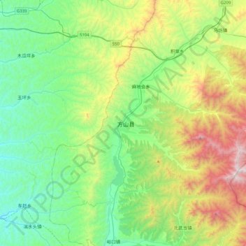 Fangshan topographic map, elevation, relief