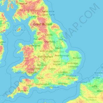 Topographic Map Of England England Topographic Map, Elevation, Relief