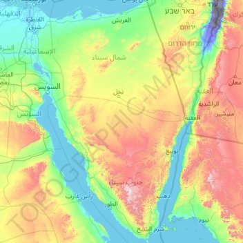 Sinai Peninsula On Map Sinai Peninsula Topographic Map, Elevation, Relief