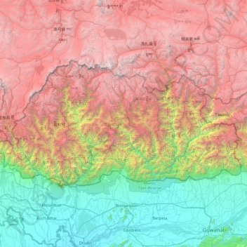 Topographic Map Of Thimphu Bhutan Topographic Map, Elevation, Relief