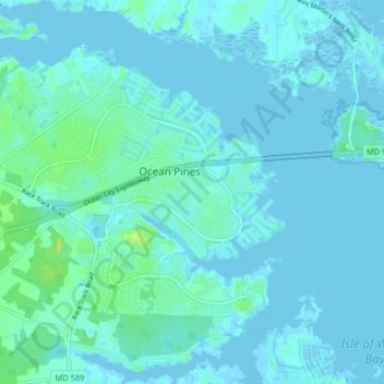 Ocean Pines Md Map Ocean Pines Topographic Map, Elevation, Relief