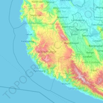 Columbio Sultan Kudarat Map Sultan Kudarat Topographic Map, Elevation, Relief