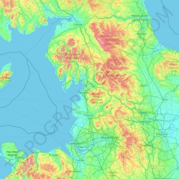 Topographic Map Of England North West England Topographic Map, Elevation, Relief