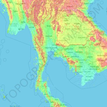 Thailand topographic map, elevation, relief
