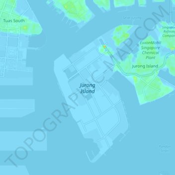Jurong Island topographic map, elevation, relief